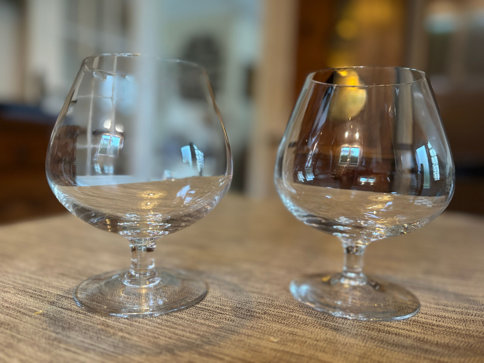 Set of two antique brandy glasses.