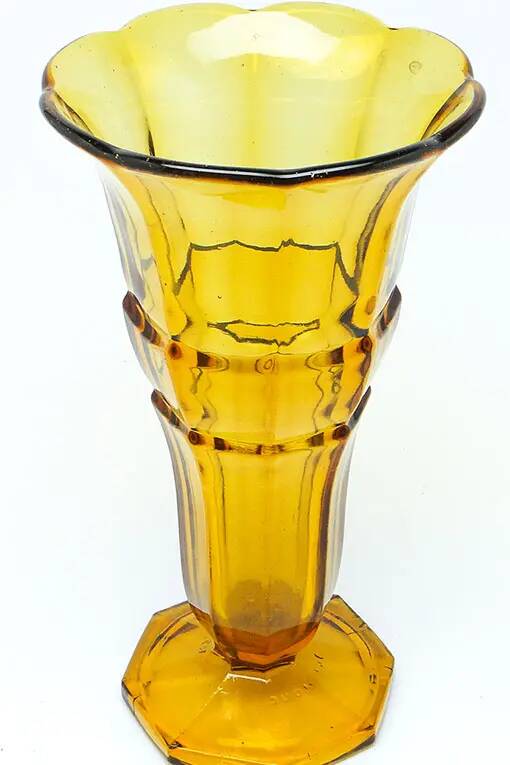 Art Deco vase, honey glass, Val Saint Lambert, Belgium, 1960s