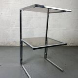 End table in chrome and smoked glass