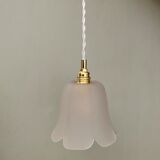 Vintage tulip pendant in frosted glass in the shape of a flower