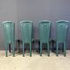 Vintage green leather dining chairs, 1980s - set of 4