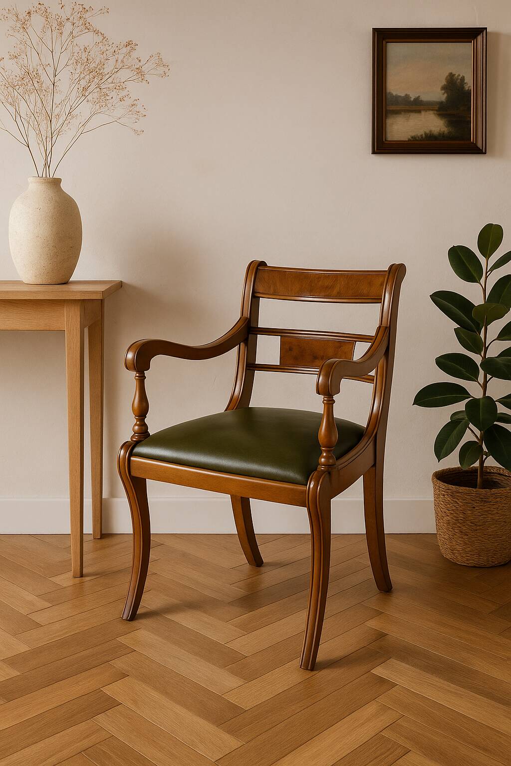 Fauteuil de bureau vintage en noyer – Style Restauration