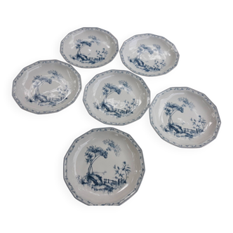 Lot 6 Deep Plates Limoges Porcelain Bernardaud Model Reflets