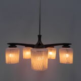 Suspension vintage avec 5 abat-jours en verre