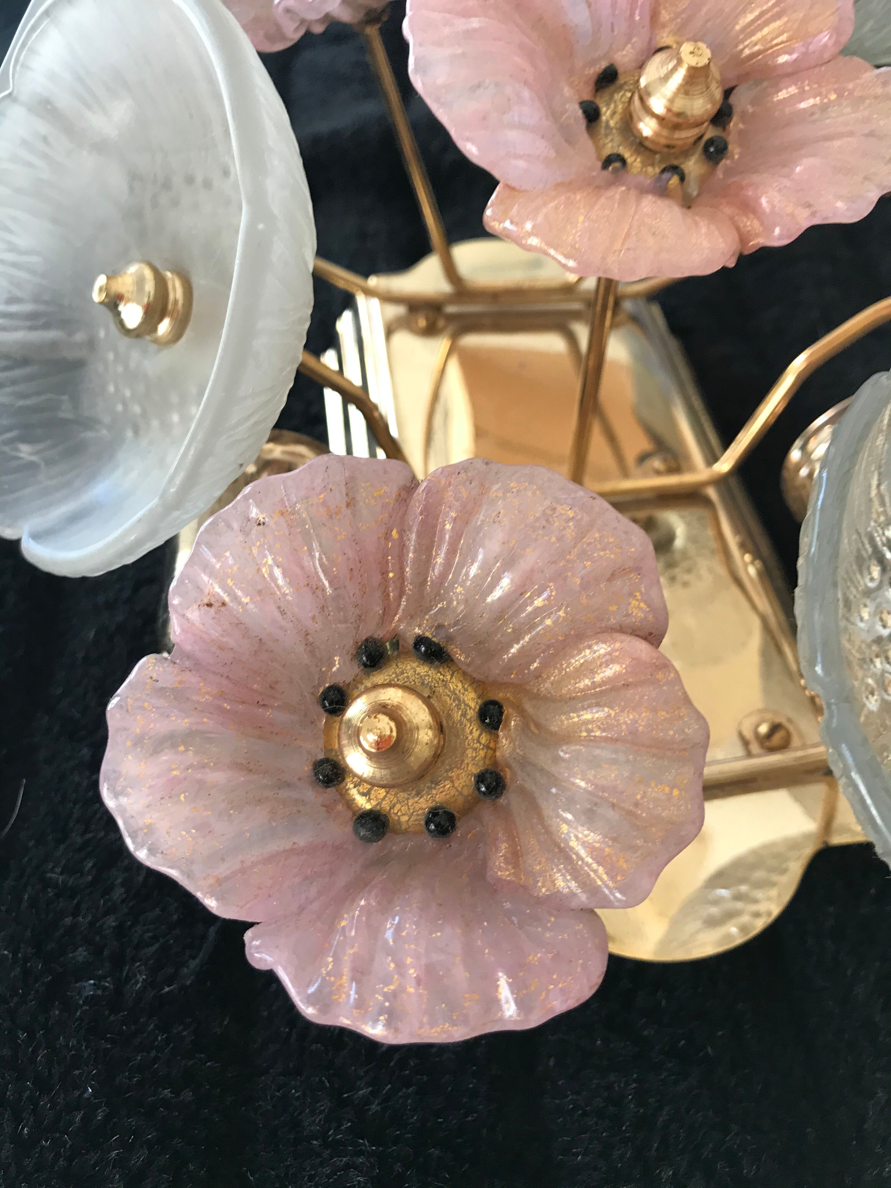 Murano pair of sconces in flower model 1980