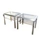 Pair of Brushed Steel Side Tables, Smoked Glass by Guy Lefèvre