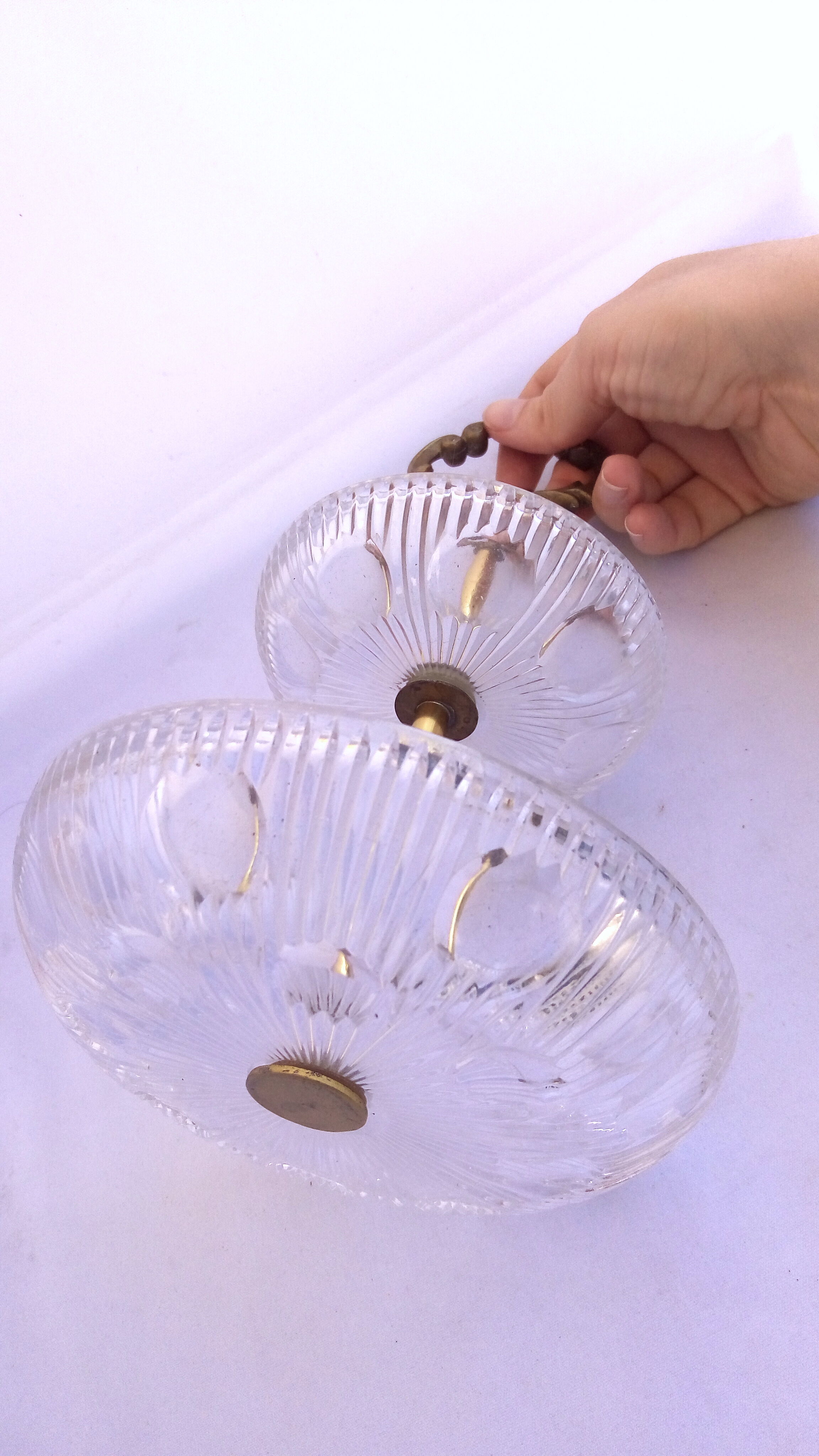 Crafted crystal and brass servant display