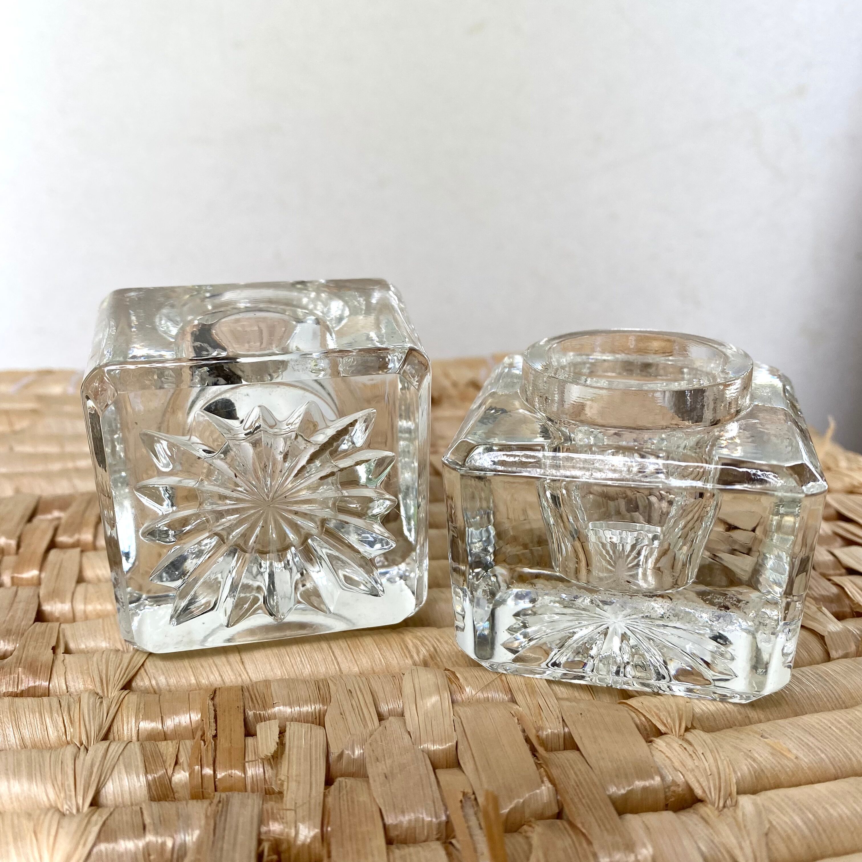 Glass vintage candle holders