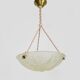 Ancien lustre, suspension vasque Art Déco 1 Feu, en pâte de verre, décor oiseaux. Années 30