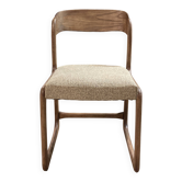 Chaises traîneaux vintage restaurées – bois massif & tissu texturé
