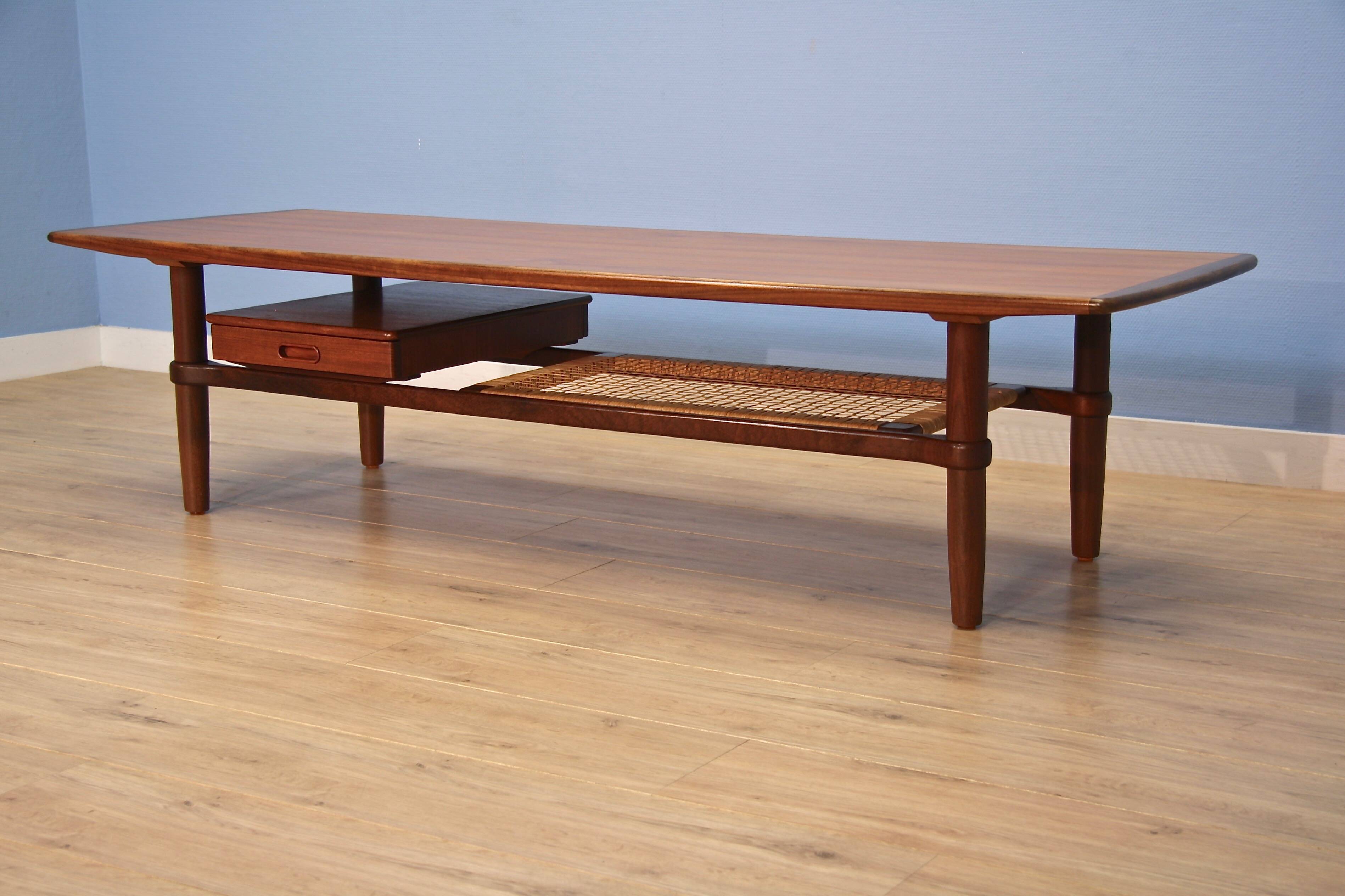 Danish coffee table with drawer in teak, 1960s