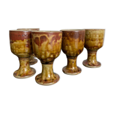 Grès mazagrans - 6 stoneware foot glasses - migeon la borde (cher)