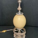 Old lamp foot silver metal and ostrich egg late nineteenth century