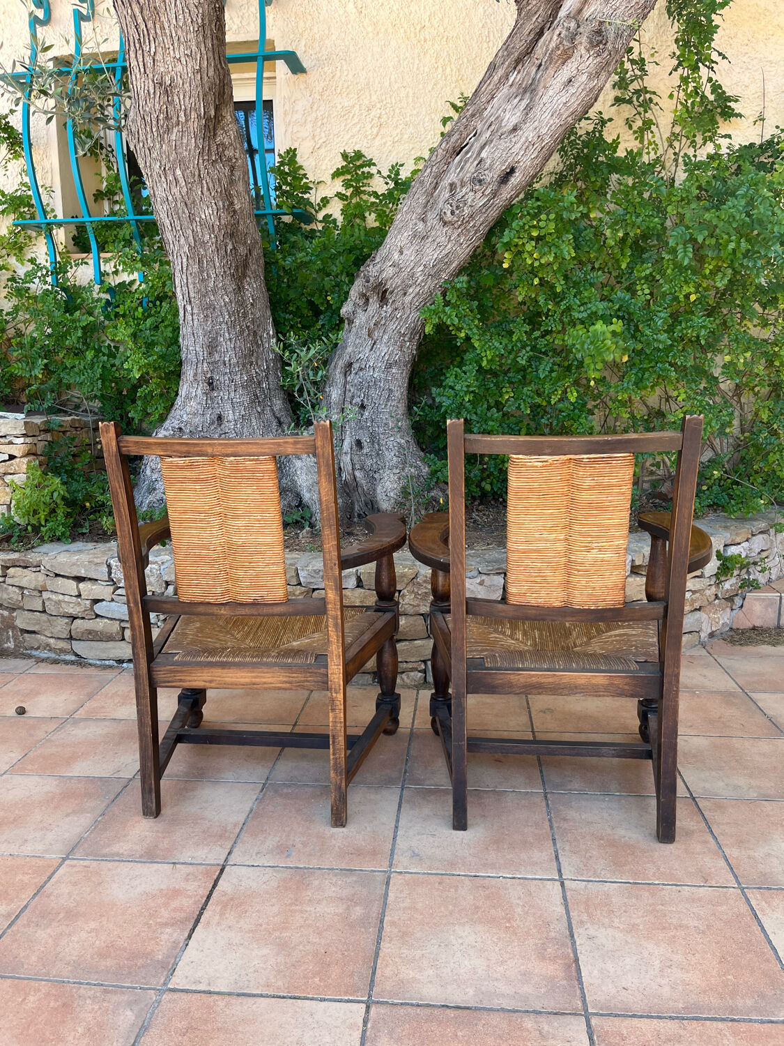 Pair of neo-Basque armchairs from the 1950s