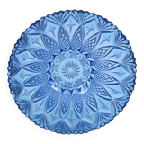 Coupe à fruits en verre pressé bleu, France