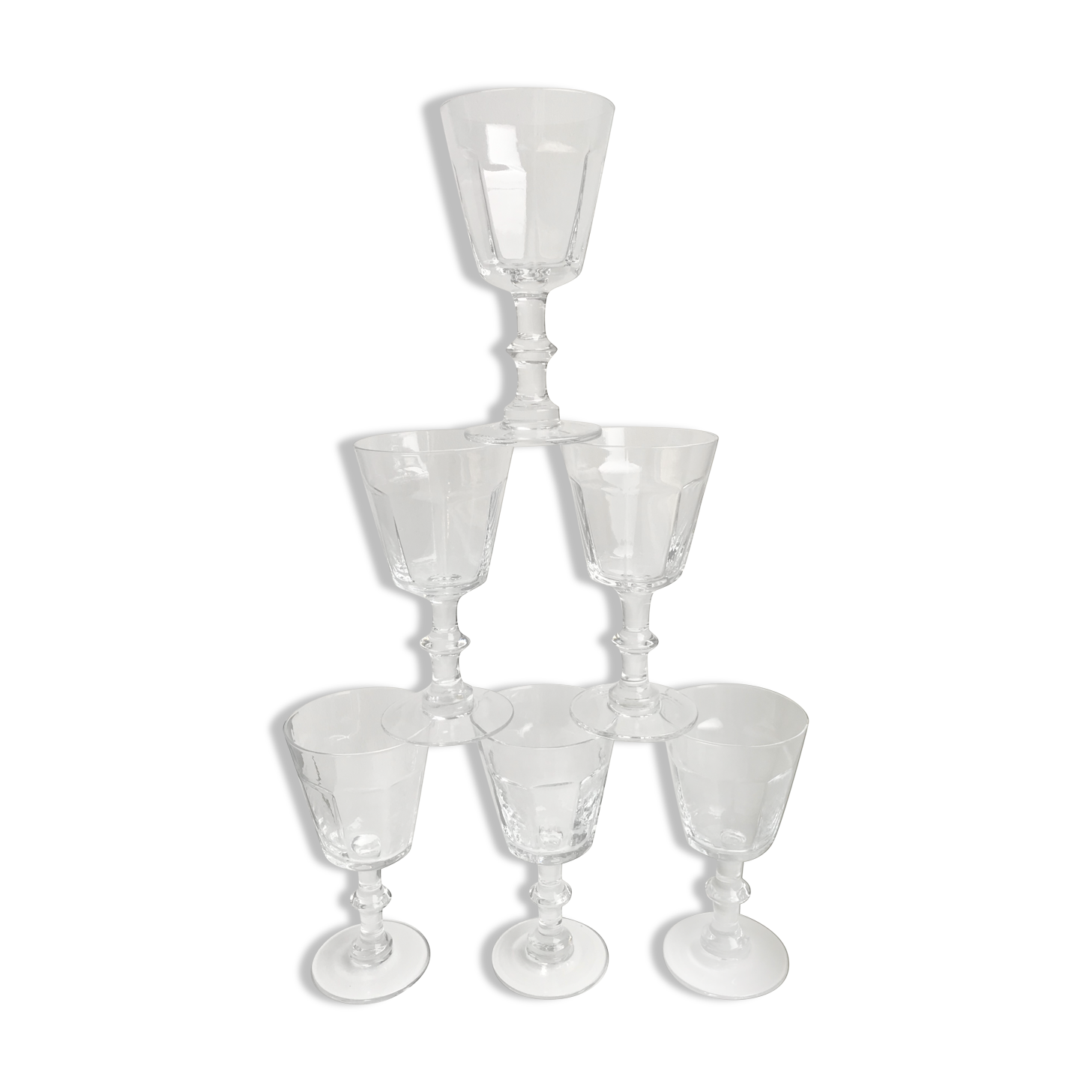 Set of 6 20s moulded glass glasses