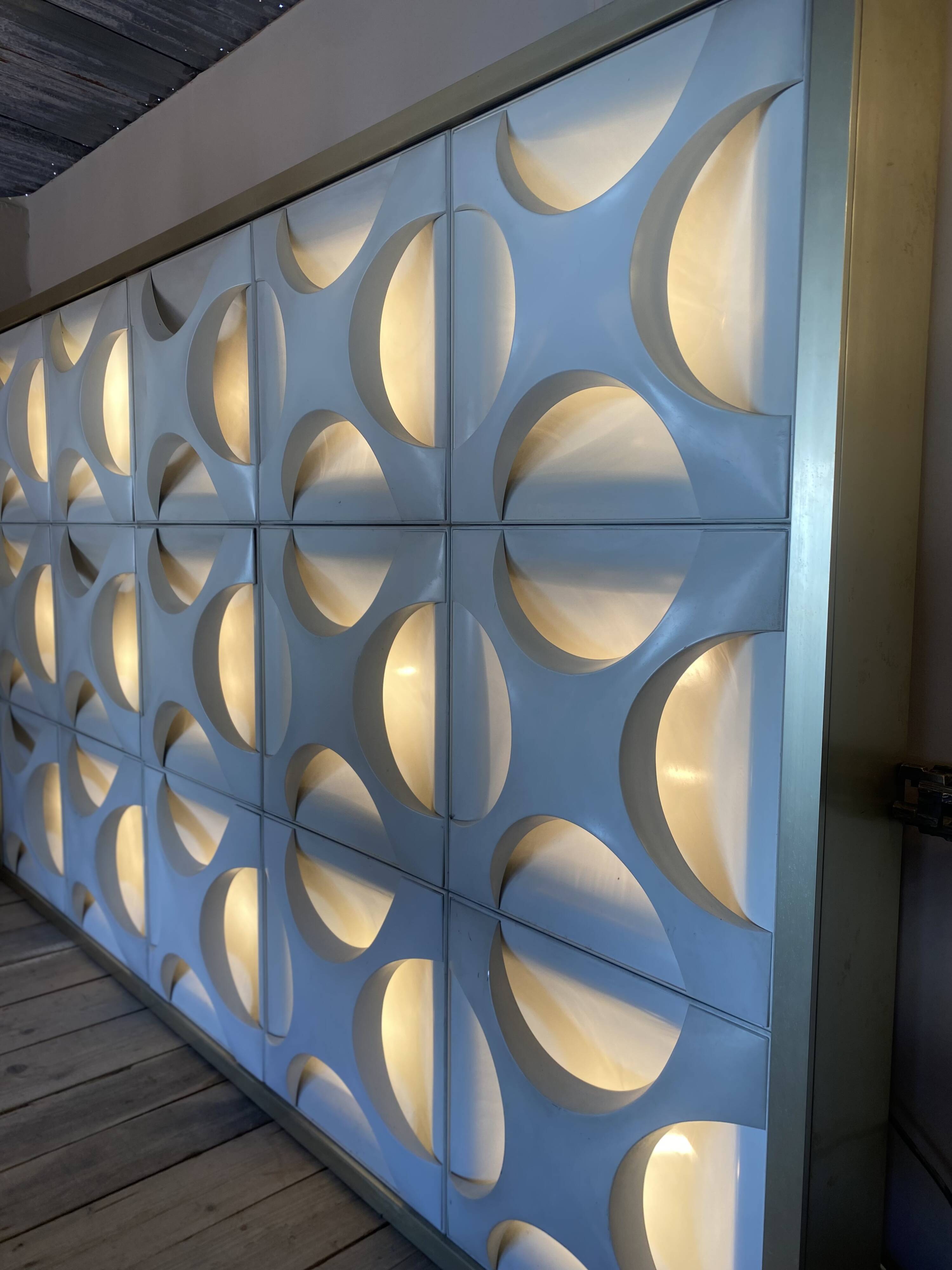 Decorative light panels. Oyster light by Rolf Krüger, 1960s, Set of 15