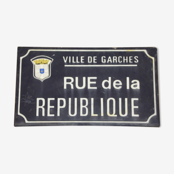 Plaque de rue Ville de Garches Original Fixations Ile de France Bleu Blanc