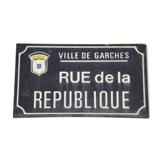 Plaque de rue Ville de Garches Original Fixations Ile de France Bleu Blanc