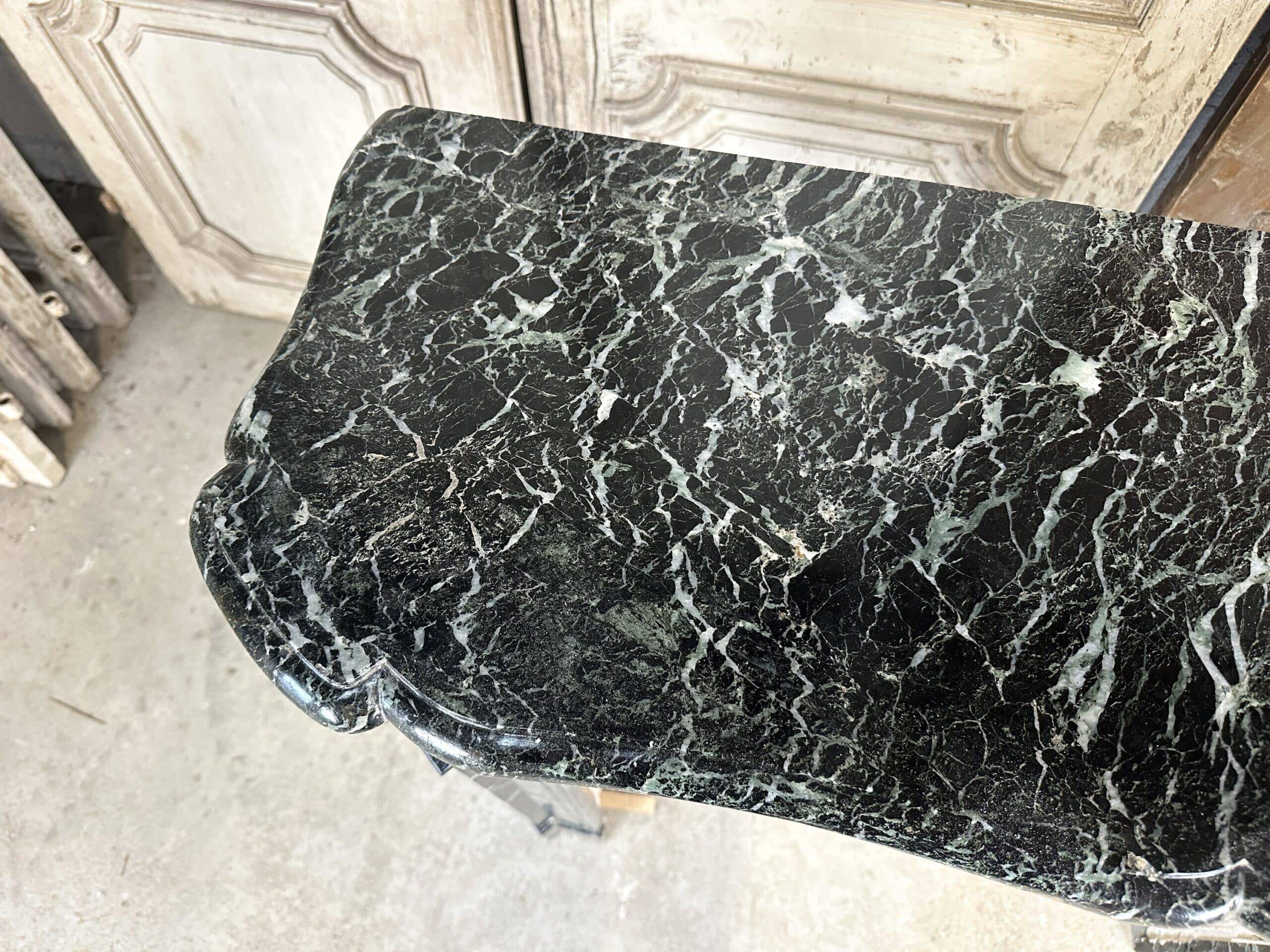 Louis XV style fireplace in green marble, 1900s