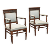 Antique neo-baroque armchairs in walnut and fabric, 19th century