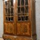 Louis XV style curved bookcase in precious wood marquetry