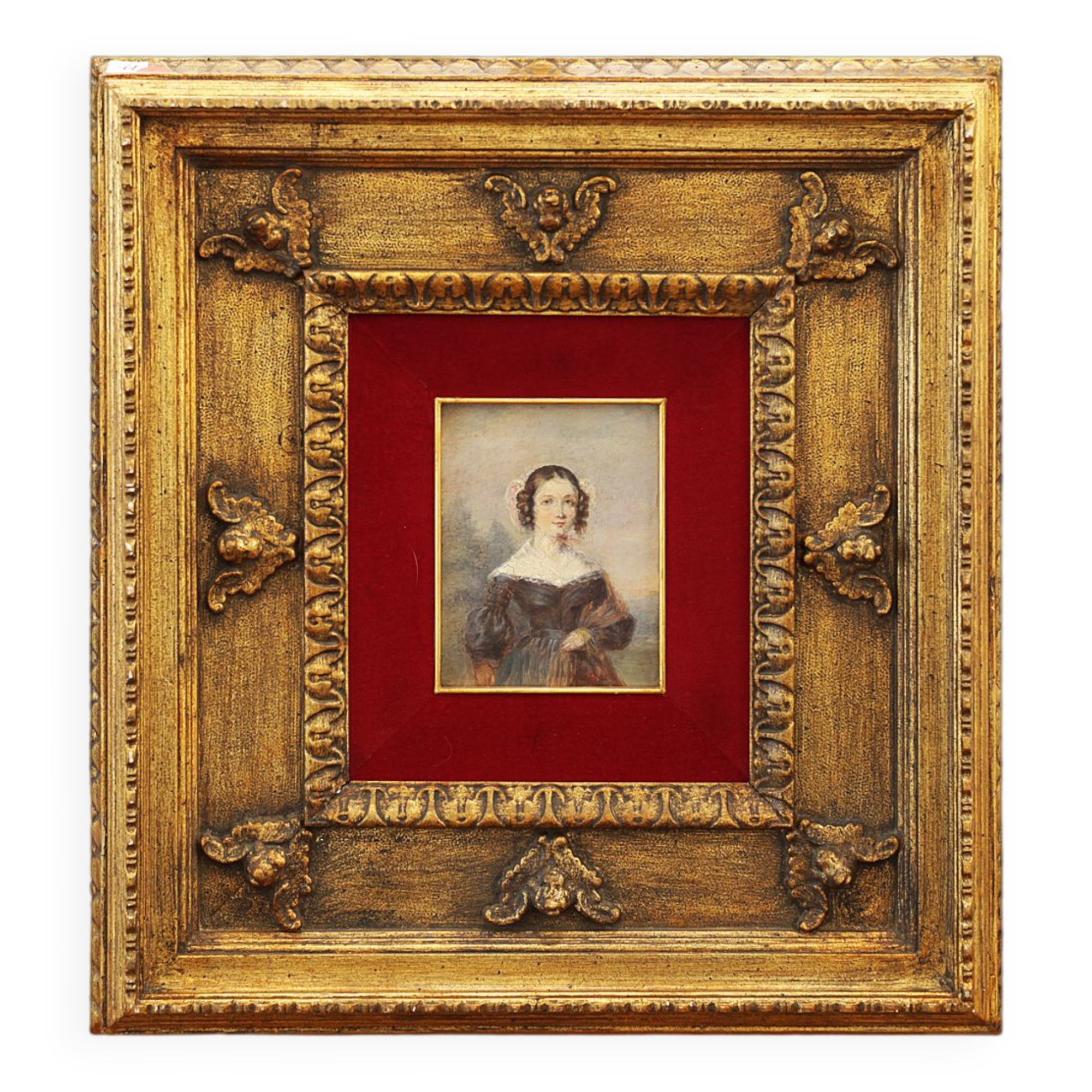 <Portrait de jeune femme>,peintre du 19ème siècle