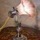 Art Nouveau nickel-plated bronze marine lamp, tri-color opaline tulip shade, 33x