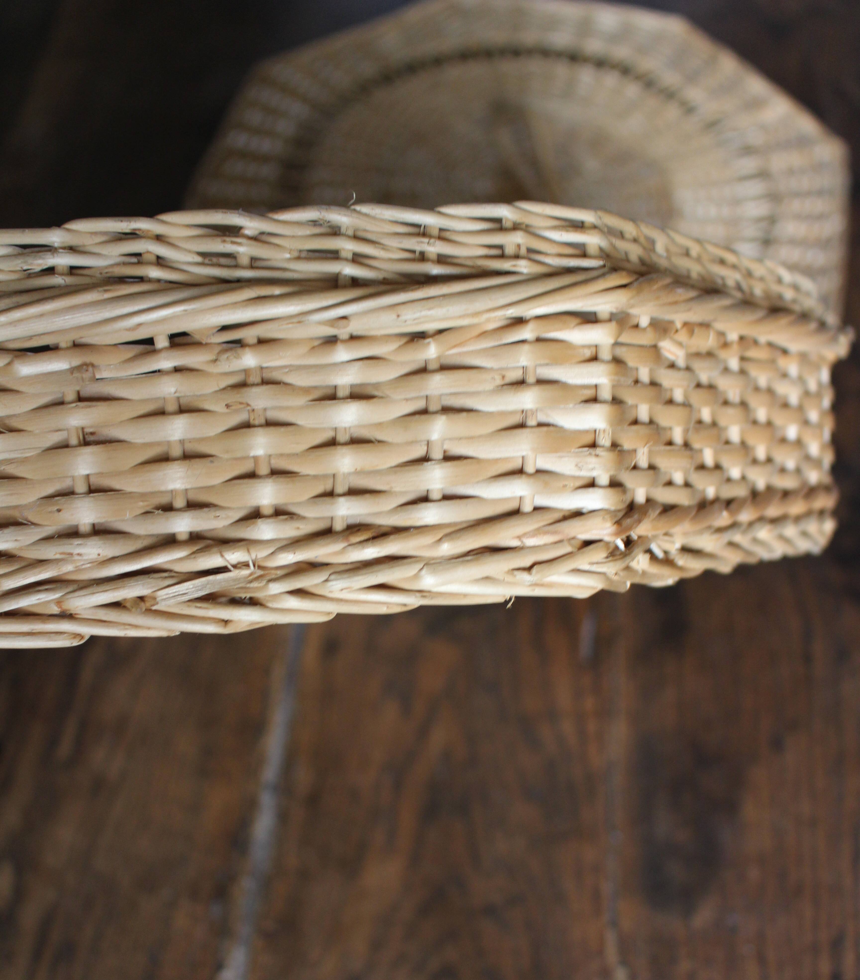 Vintage Octagonal Wicker Basket with Lid