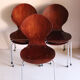 5 chaises style fourmi en contreplaqué moulé et métal chromé, esprit s