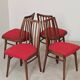 Set of 4 red dining chairs by Antonin Suman for Interier Praha.