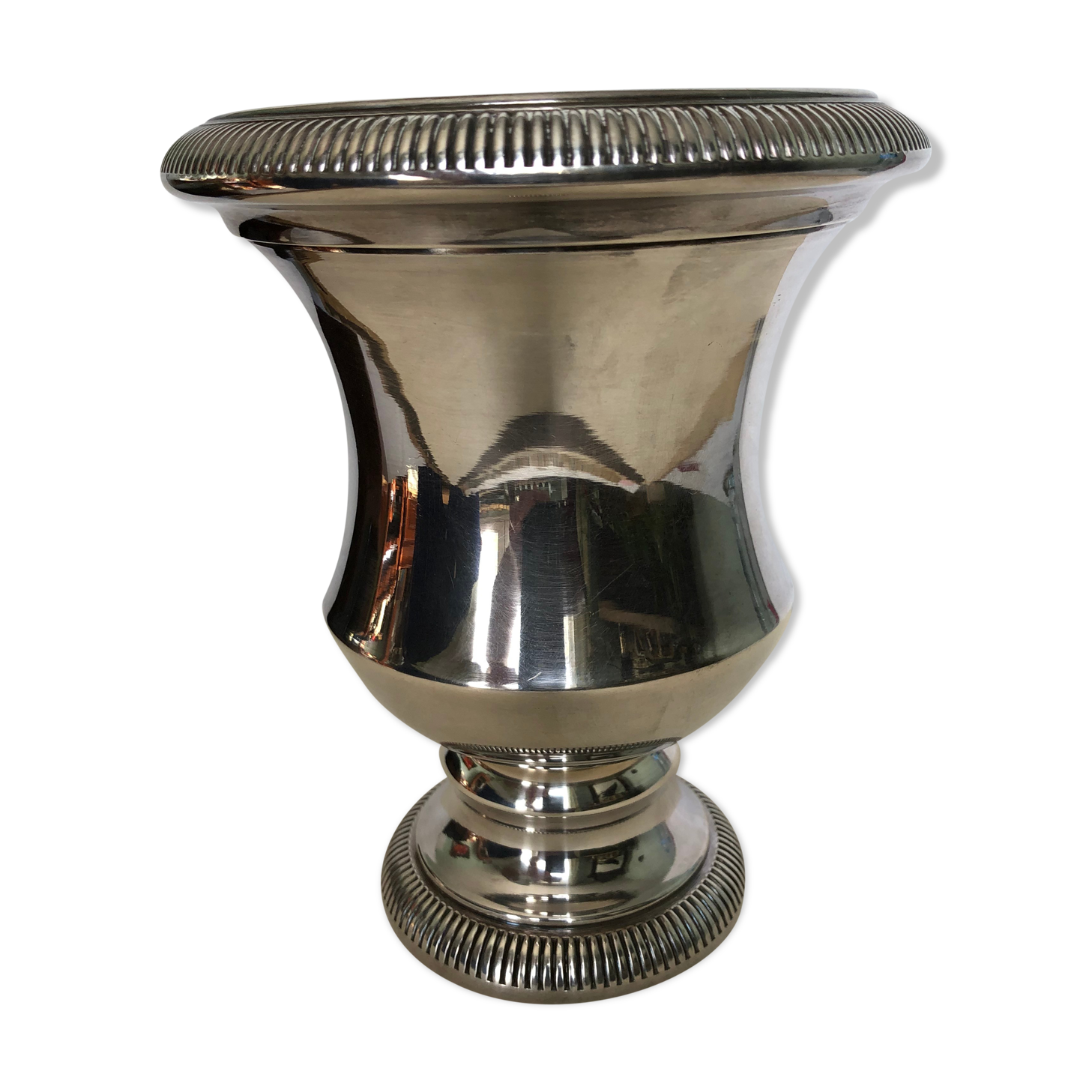 Silver metal vase