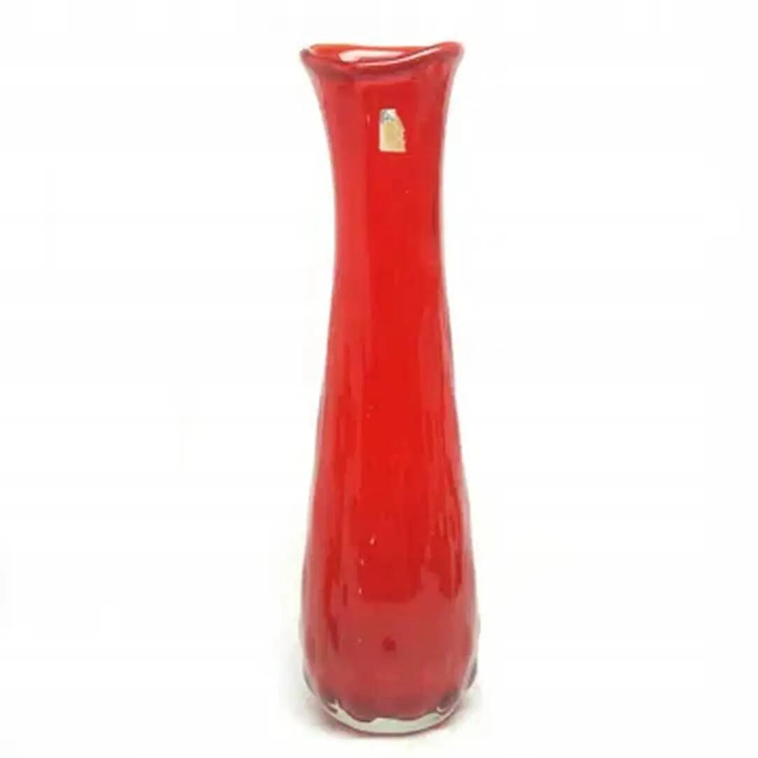 Vase en forme de haricot, style moderne du milieu du siècle, en verre rouge, Ząbkowice, Pologne, années 1970