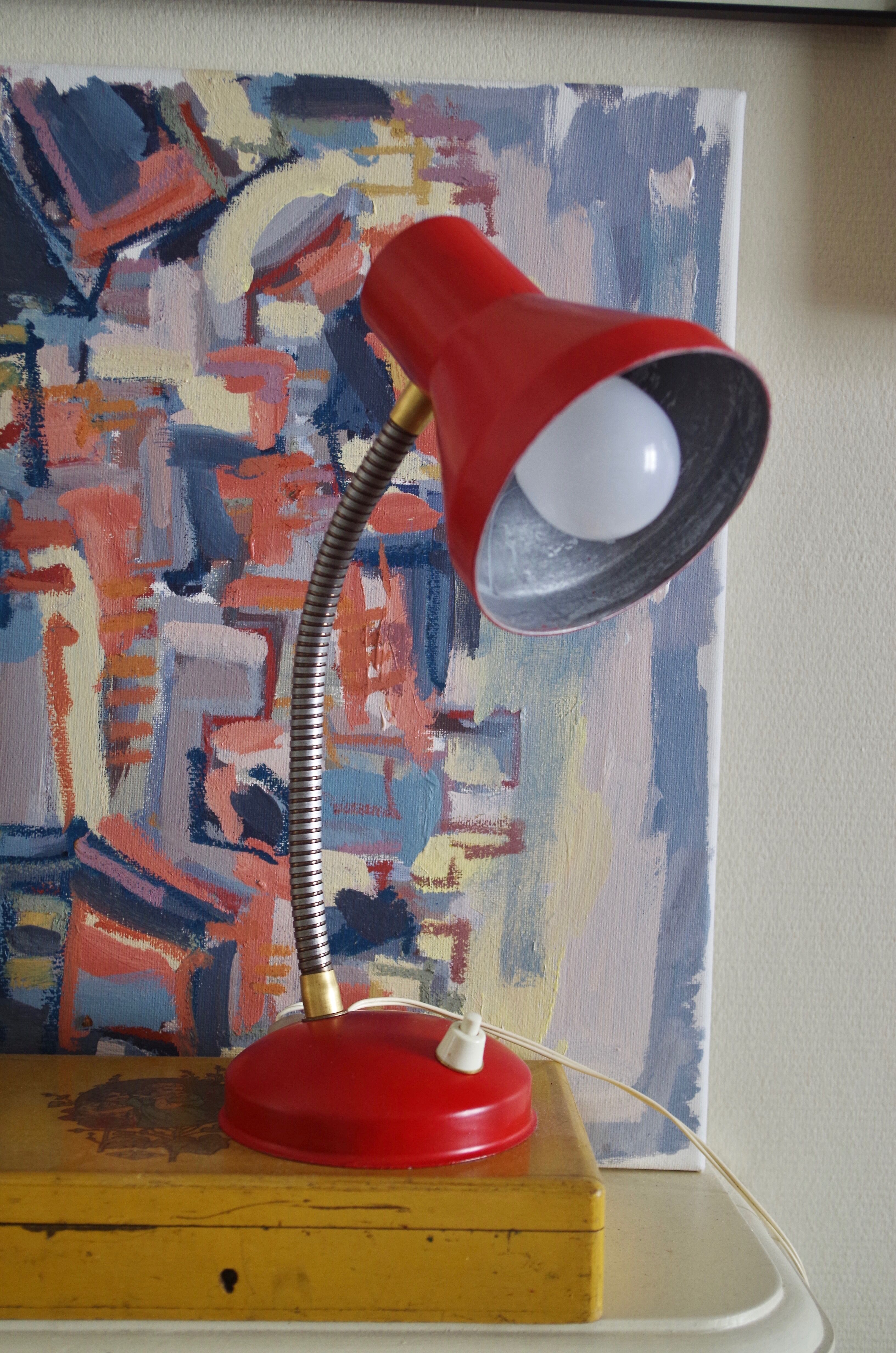 Table lamp red vintage year 70