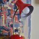 Table lamp red vintage year 70