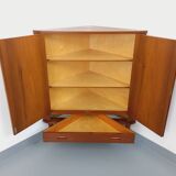 Vintage Scandinavian teak storage corner cabinet from the 60s