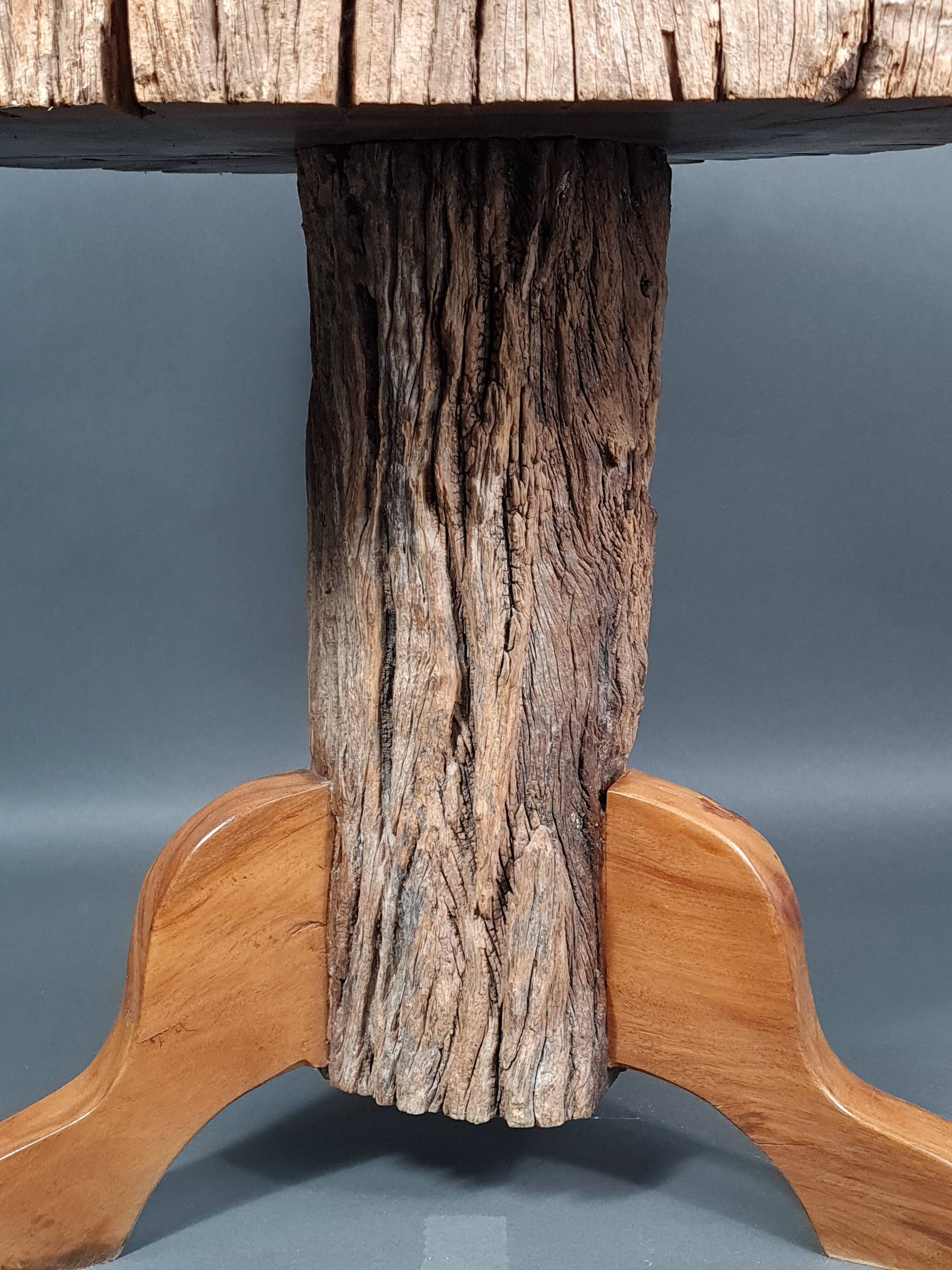 Brutalist teak stool or side table, 13 kg, 2 available D344 /1/