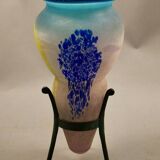 Glass paste vase with bronze base