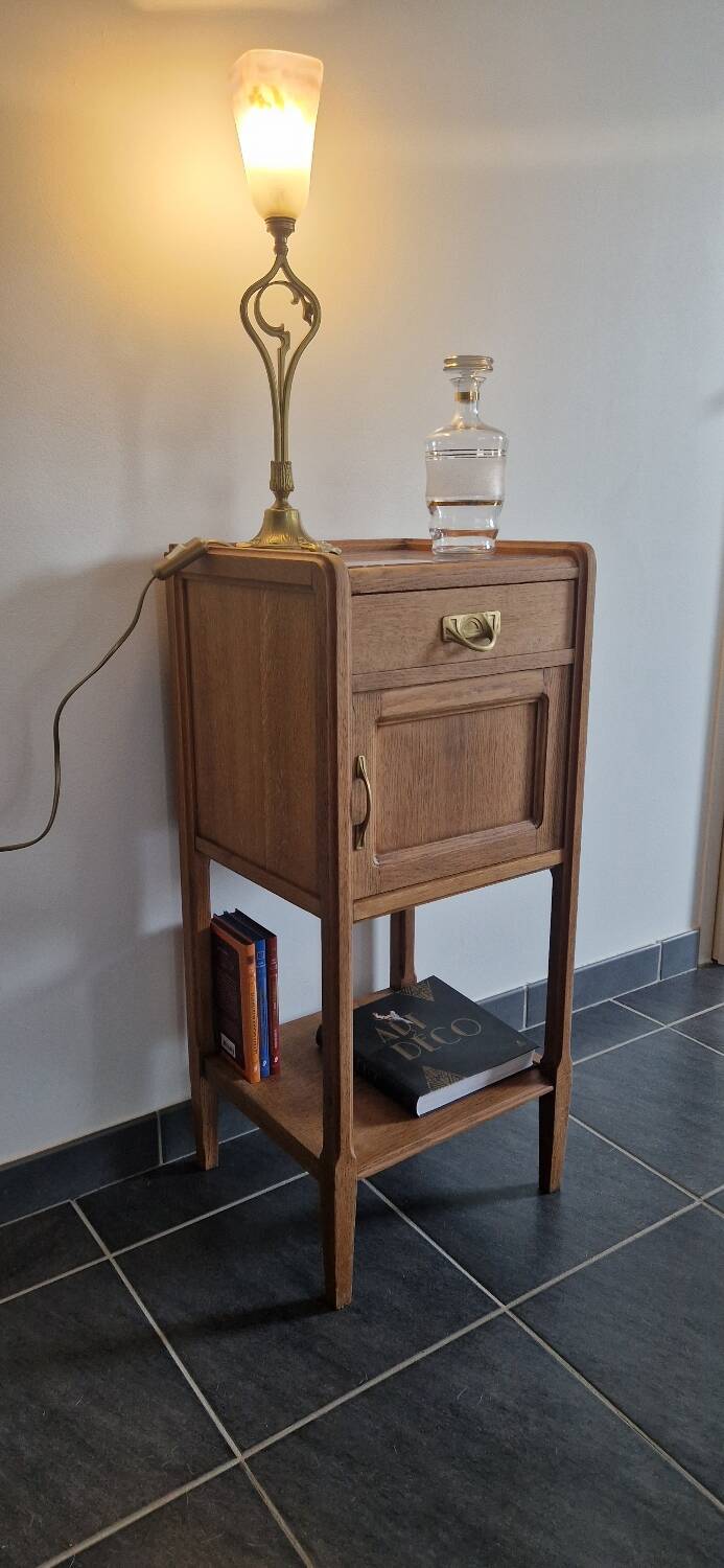 Art Deco style bedside table in solid oak, 1930s