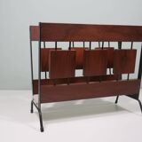 Vintage teak and metal magazine rack, Netherlands 1960-1970