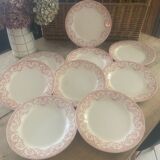 9 assiettes plates anciennes "Dubarry" Creil-Montereau, en terre de fer