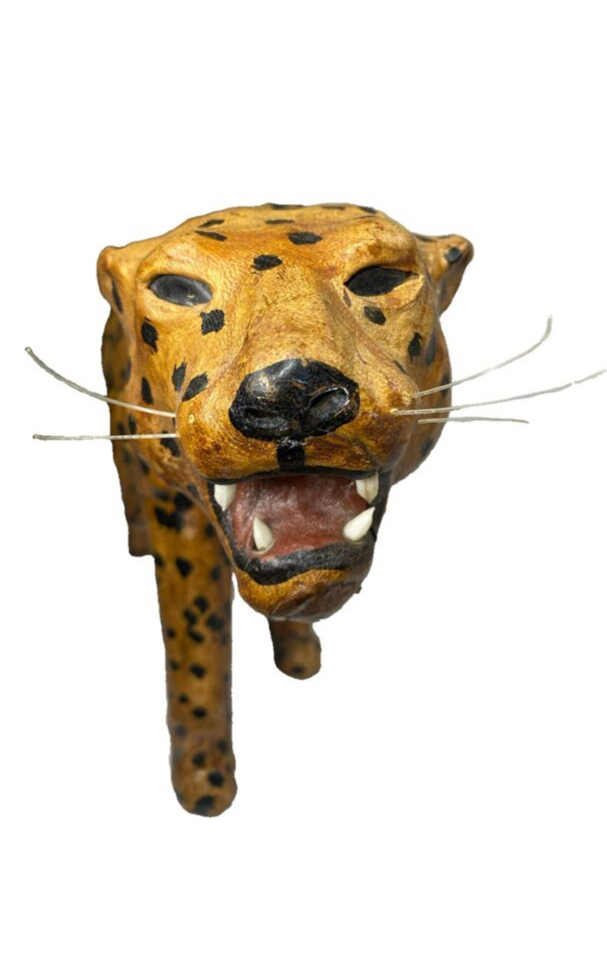 Vintage 60s/70s Leopard Sculpture in Genuine Leather Retro Piece