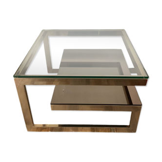 Table Basse « G » par Belgo Chrom plaqué Or 23kt