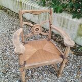 Paire de fauteuils anciens vintage en bois