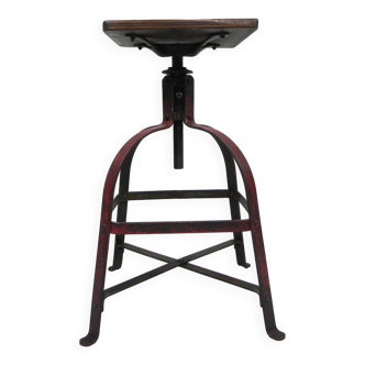 Chaise industrielle, tabouret, chaise d'atelier, Bienaise, années 1950