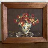 Nasturtiums, oil on canvas, modernist oak frame, 1930