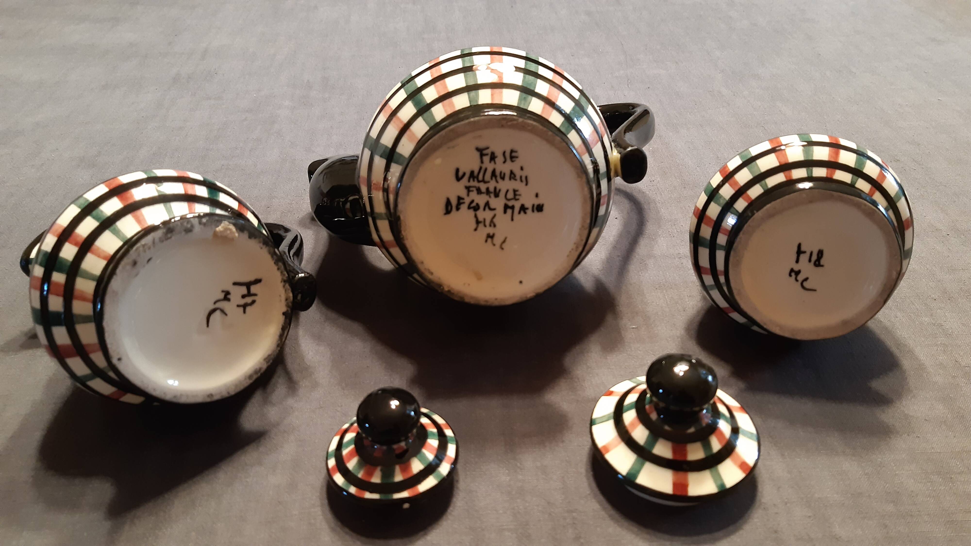 Vintage tea set, Vallauris ceramics, FASE workshop