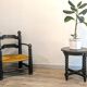 Antique side table with turned legs in solid wood, Louis XIII style