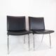 Kastrup chairs  In Black leather, Model CH401 By Hans J. Wegner  Made By Carl Hansen & Søn
