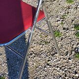 Set de 9 chaises pliantes  des années 70 tweed et métal chromé